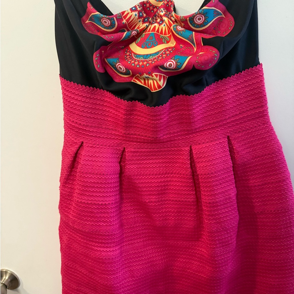 New York & Company Strapless Dress - Black and Pink